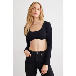Garage Women's Black Long Sleeve Scupt Ultra Crop Top / Women's Medium